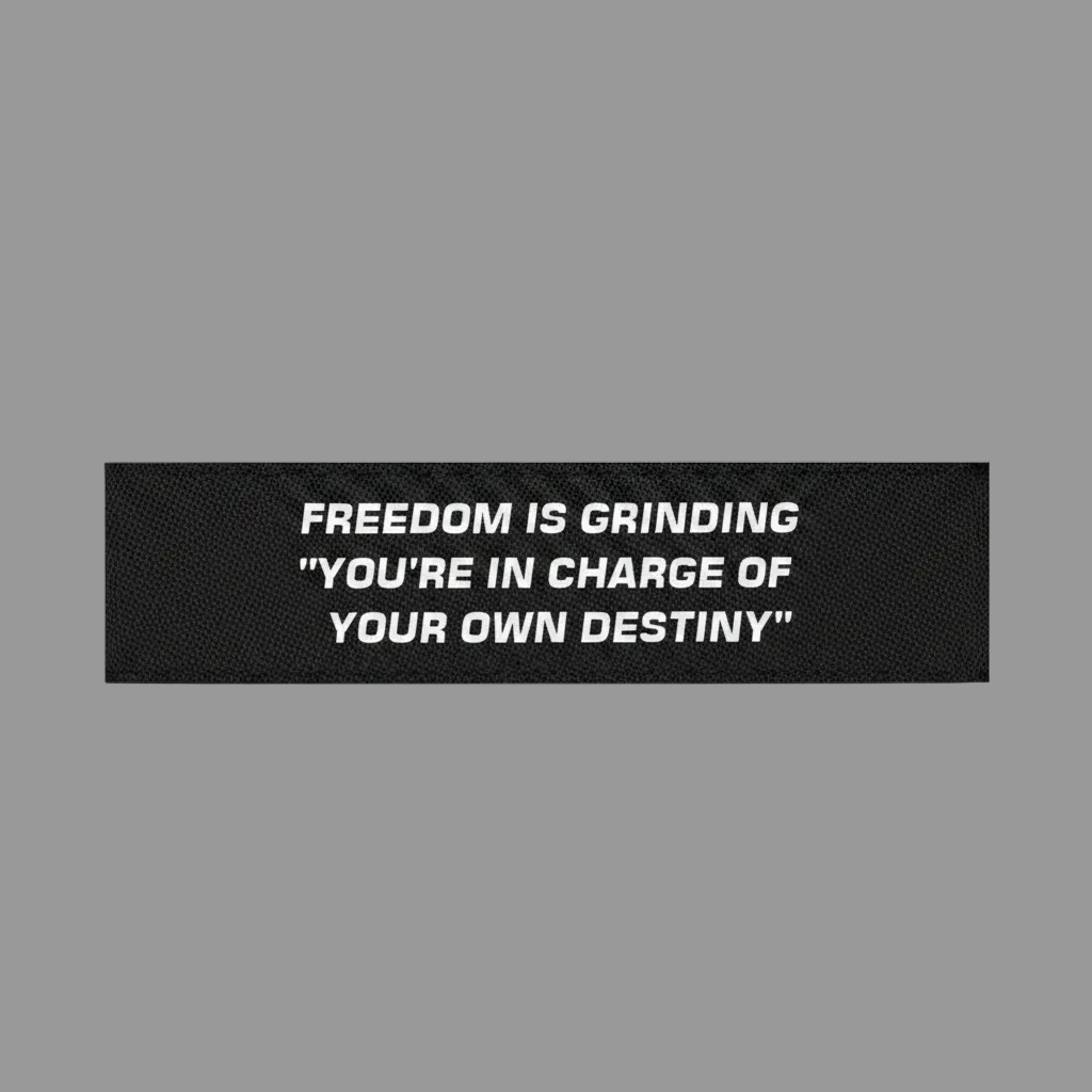 Freedom Is Grinding Custom Woven Brand Label